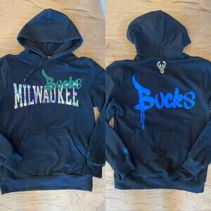 FISLL unisex Milwaukee Bucks black reflective metallic pullover hoodie